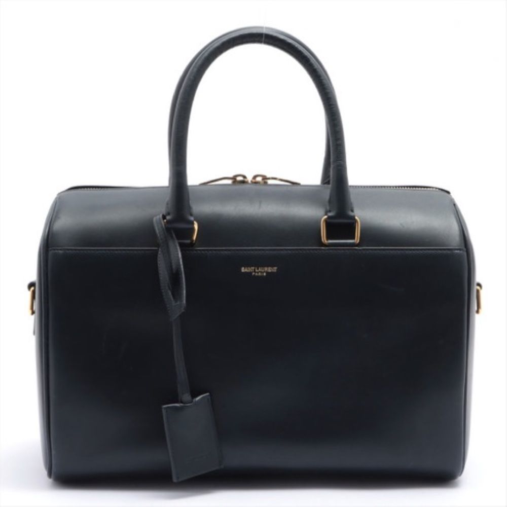 Saint Laurent Paris Classic Duffle Leather 2way Handbag Navy Blue